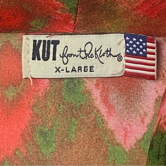 KUT from the Kloth XL sheer sleeveless blouse made USA red/green floral - Picture 4 of 8